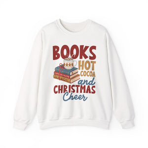 Books Hot Cocoa And Christmas Crewneck Sweatshirt