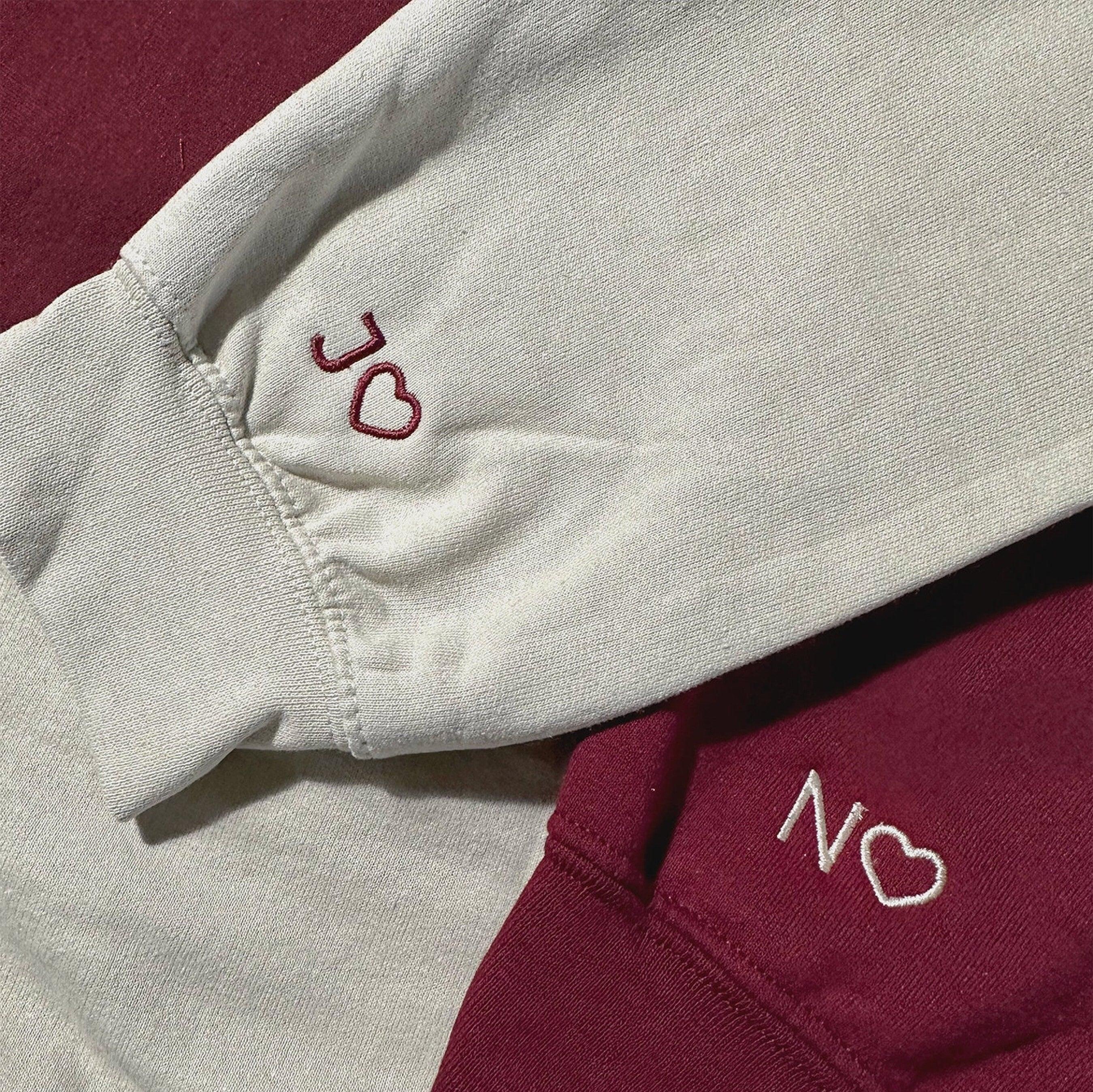 Personalized Anniversary Date Roman Numeral Custom Embroidered Initial Heart Couple Hoodies