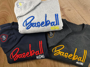 Custom 3D Puff Embroidered Baseball Softball Mom Sweatshirt