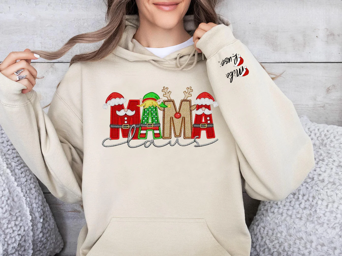 Custom Claus Family Embroidered Christmas Sweatshirt – Personalized Name Holiday Crewneck