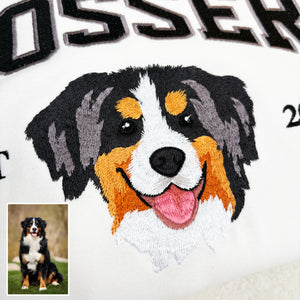 Personalized Embroidered Pet Face and Name Est Sweatshirt Keepsake Gift for Pet Lovers