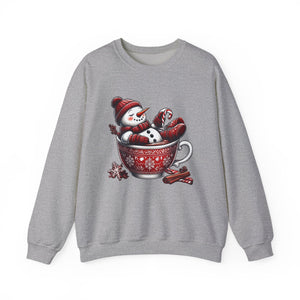 Cozy Snowman in Hot Cocoa Christmas Crewneck Sweatshirt