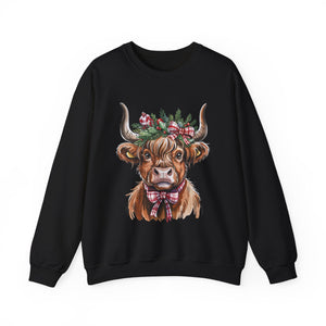 Festive Cow Christmas Crewneck Sweatshirt