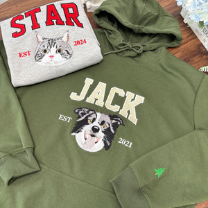 Personalized Embroidered Pet Face and Name Est Sweatshirt Keepsake Gift for Pet Lovers