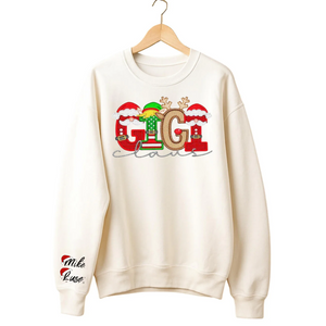 Custom Claus Family Embroidered Christmas Sweatshirt – Personalized Name Holiday Crewneck