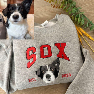 Personalized Embroidered Pet Face and Name Est Sweatshirt Keepsake Gift for Pet Lovers
