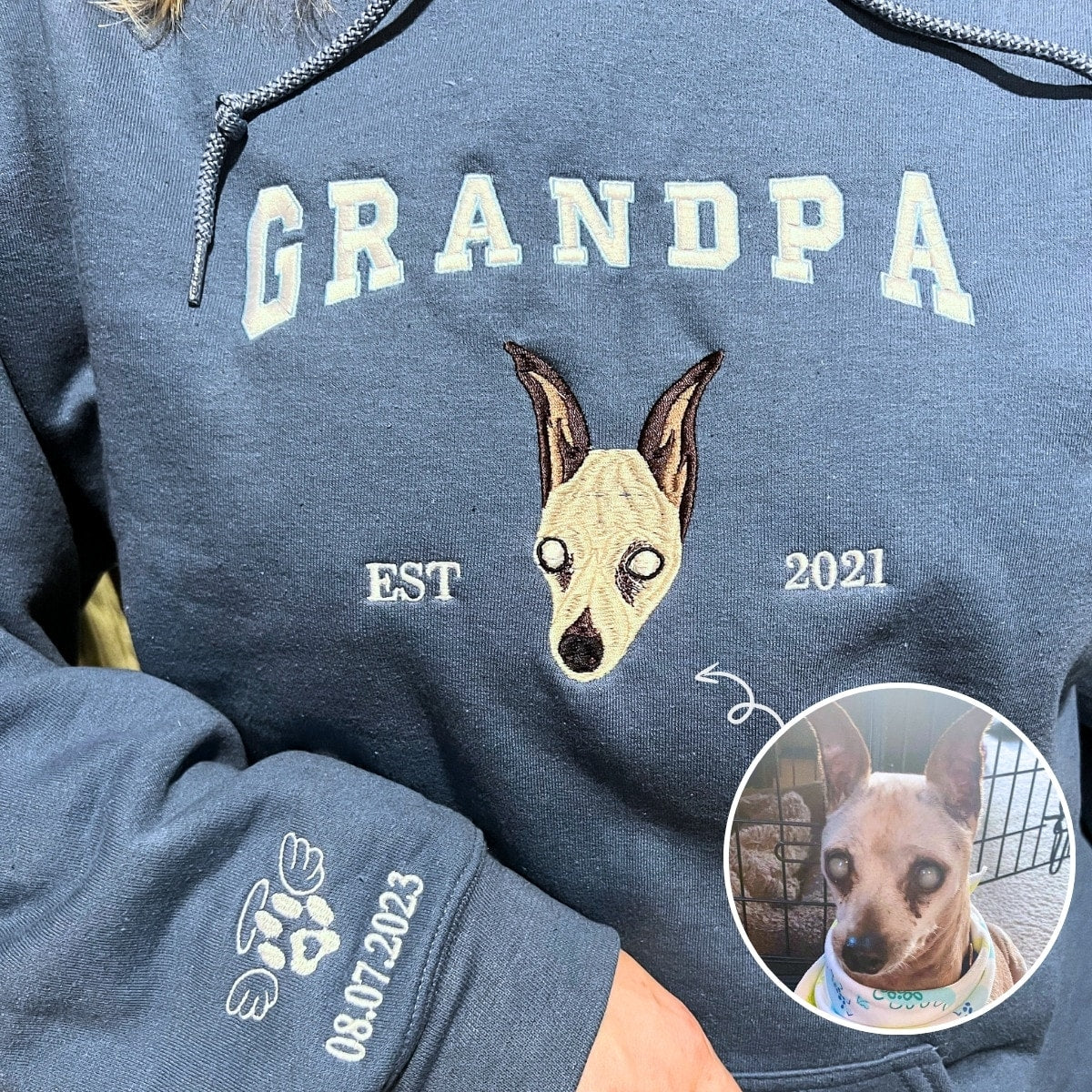 Custom Dog Embroidered Hoodie – Dog Lover Gift