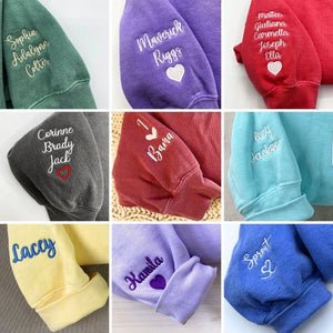 Custom Embroidered Grandma Est Sweatshirt with Kid's Name on Sleeve