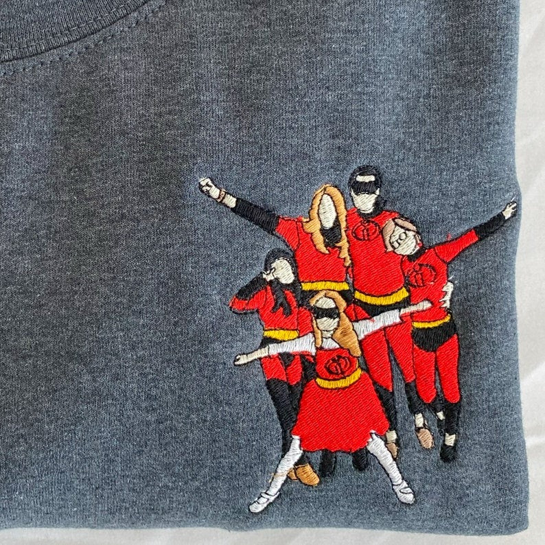Cool Family Halloween Costumes, Custom Embroidered Family Portrait Sweatshirt, Hoodie. Family Members Gift For Halloween