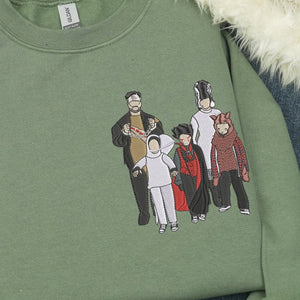 Cool Family Halloween Costumes, Custom Embroidered Family Portrait Sweatshirt, Hoodie. Family Members Gift For Halloween