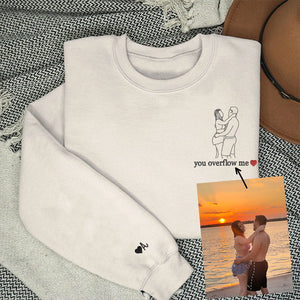 Custom Embroidered Portrait from Photo Sweatshirt, Couple Sweatshirts, Couples Portrait, Custom Photo Hoodie, Personalized Gift For Couple - mymatchhoodie