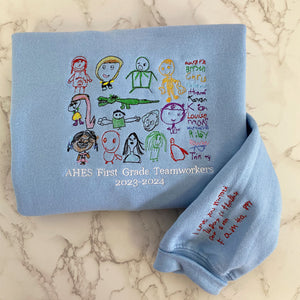 Custom Embroidered Children Hand Photo Drawing Sweatshirt Hoodie, Meanings Gift for Parents