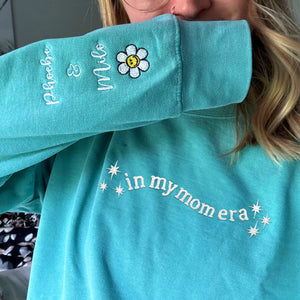 Personalized Mom Sweatshirt | Custom Embroidered "In My Mom Era" Hoodie | Mother's Day Gift with Name on Sleeve