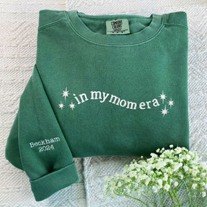 Personalized Mom Sweatshirt | Custom Embroidered "In My Mom Era" Hoodie | Mother's Day Gift with Name on Sleeve