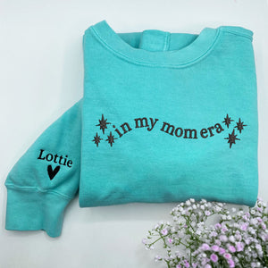 Personalized Mom Sweatshirt | Custom Embroidered "In My Mom Era" Hoodie | Mother's Day Gift with Name on Sleeve