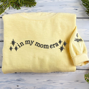 Personalized Mom Sweatshirt | Custom Embroidered "In My Mom Era" Hoodie | Mother's Day Gift with Name on Sleeve