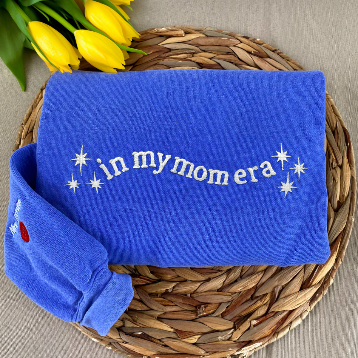 Personalized Mom Sweatshirt | Custom Embroidered "In My Mom Era" Hoodie | Mother's Day Gift with Name on Sleeve