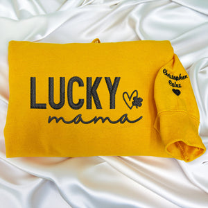 Custom Embroidered Lucky Mama Sweatshirt Hoodie, Best Gift for Mom