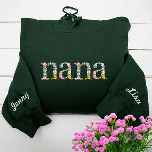 Custom Embroidered Grandma Sweatshirt Hoodie with Floral Letter, Unique Gift for any Occasion