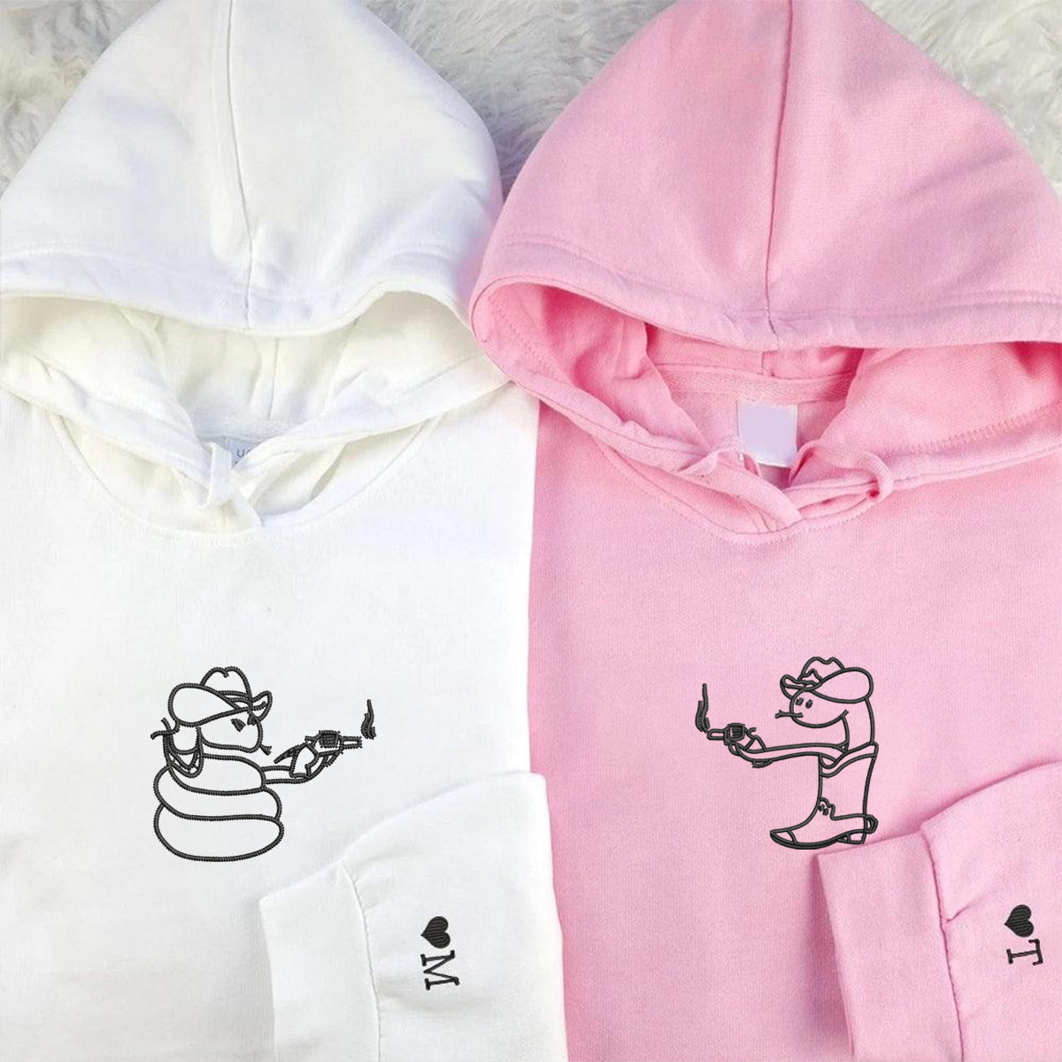 Custom Embroidered Snake Sheriff&#39;s Matching Hoodies for Couples