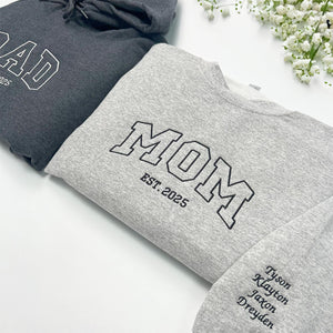 Mother’s Day Gift Ideas | Embroidered Sweatshirt with Kids' Names | Custom Family Name Hoodie