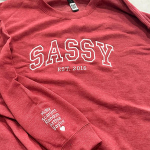 Mother’s Day Gift Ideas | Embroidered Sweatshirt with Kids' Names | Custom Family Name Hoodie