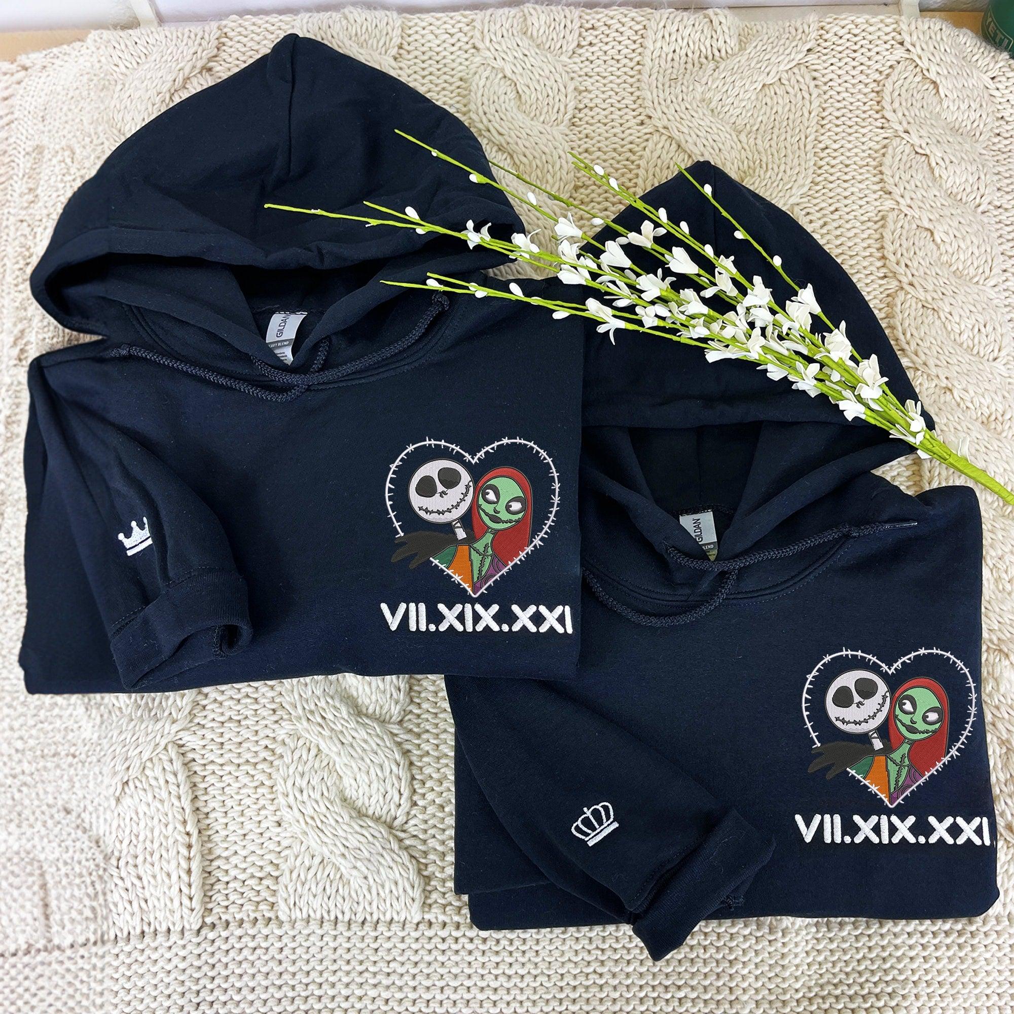 Custom Couple Embroidered Sweatshirt, Gothic Love Story Roman Numeral Sweater, Matching Outfit Gift