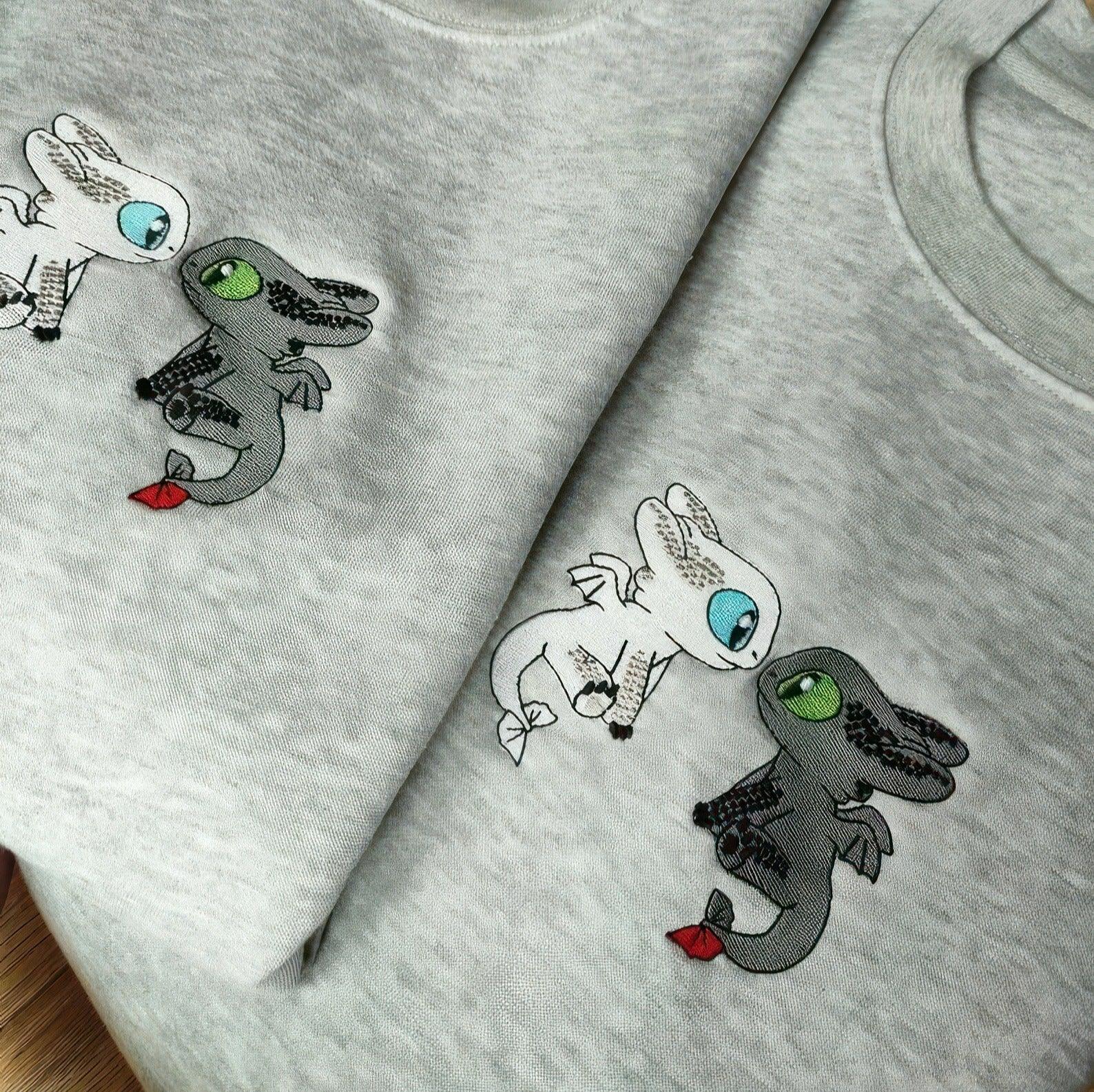 Custom Couple Sweatshirts with Adorable Dragon Pair Embroidery