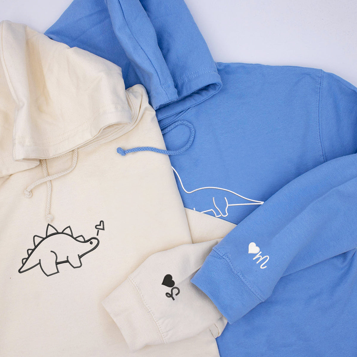 Custom Dinosaurs Embroidered Matching Set Couple Sweatshirt Hoodies - mymatchhoodie