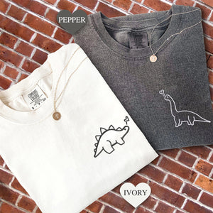 Custom Dinosaurs Embroidered Matching Set T-shirts for Couples