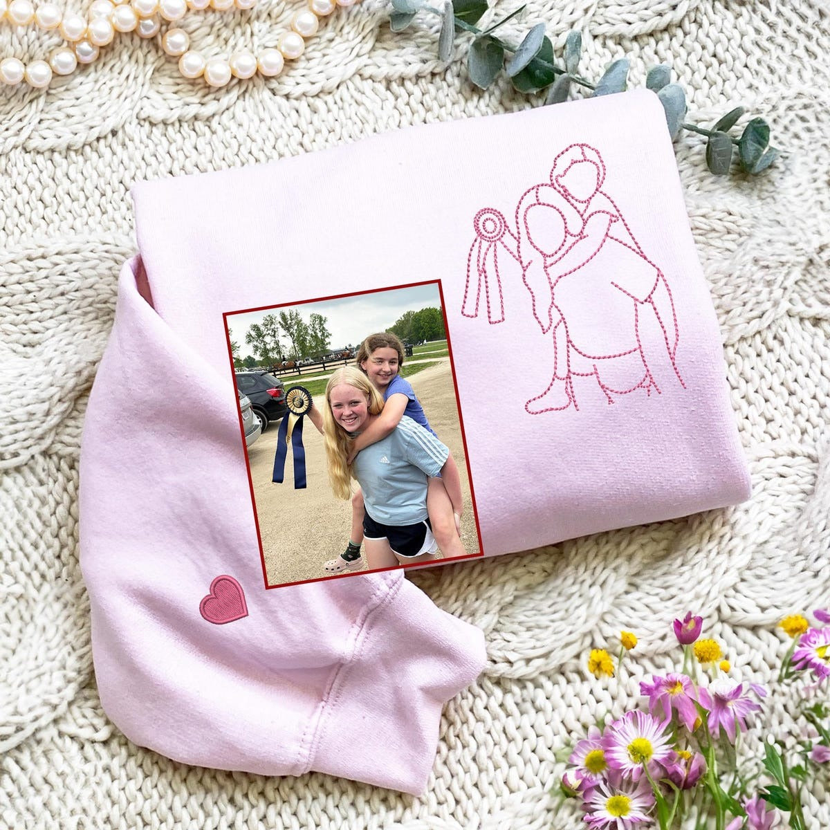 Personalized Mother&#39;s Day Gift | Custom Embroidered Mama Sweatshirt | Unique Gift for Moms with Photo Portrait