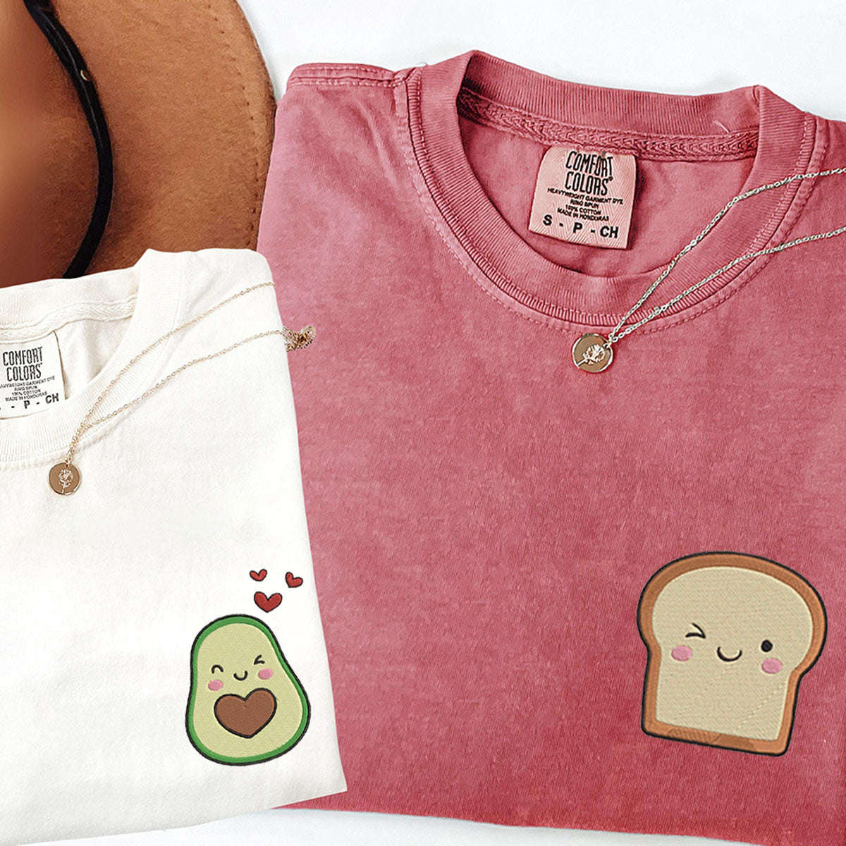 Custom Embroidered Avocado Toast Matching T-shirts for Couples