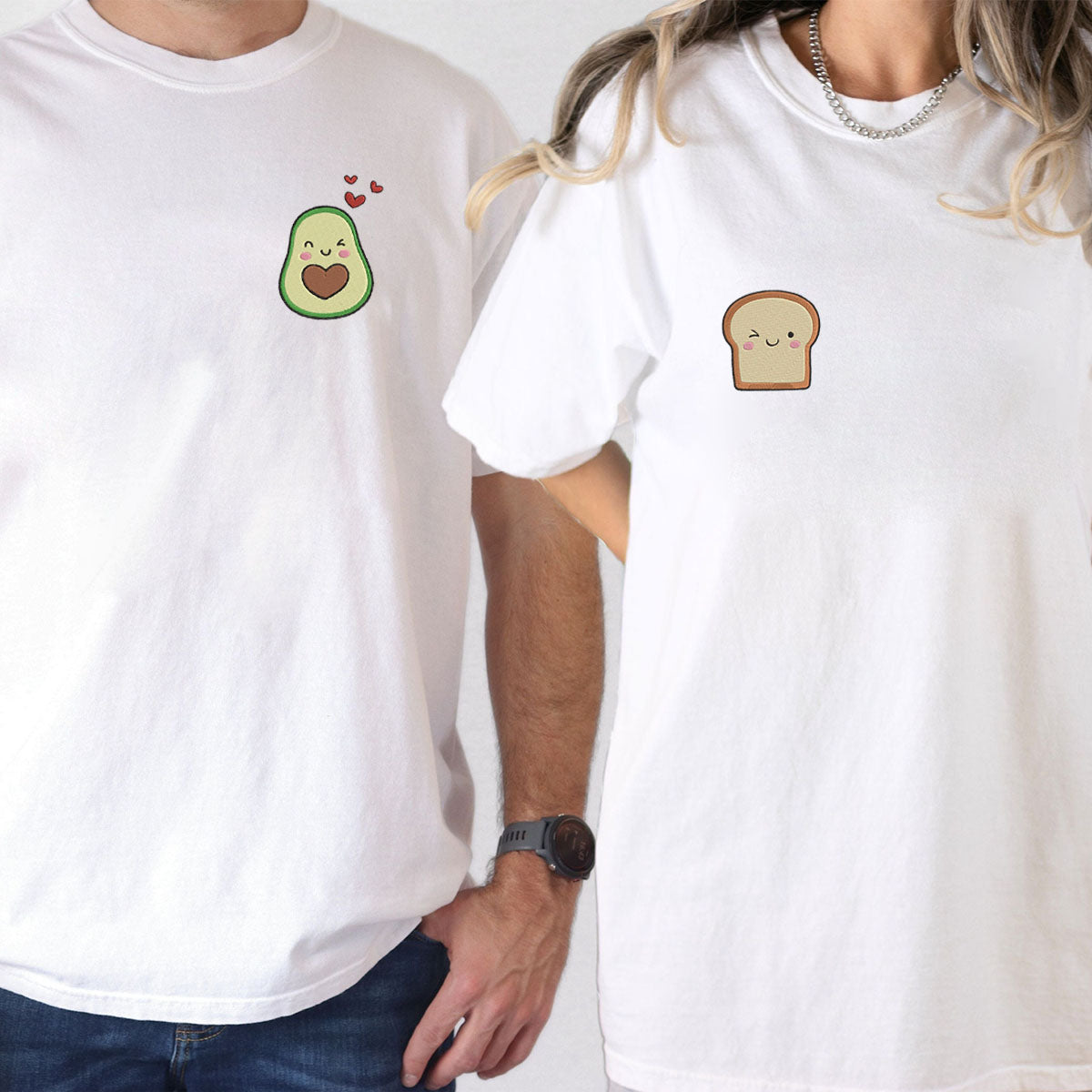 Custom Embroidered Avocado Toast Matching T-shirts for Couples