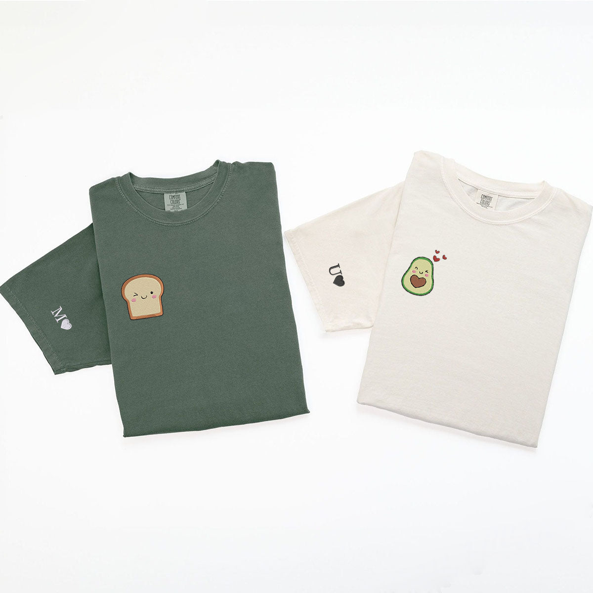 Custom Embroidered Avocado Toast Matching T-shirts for Couples