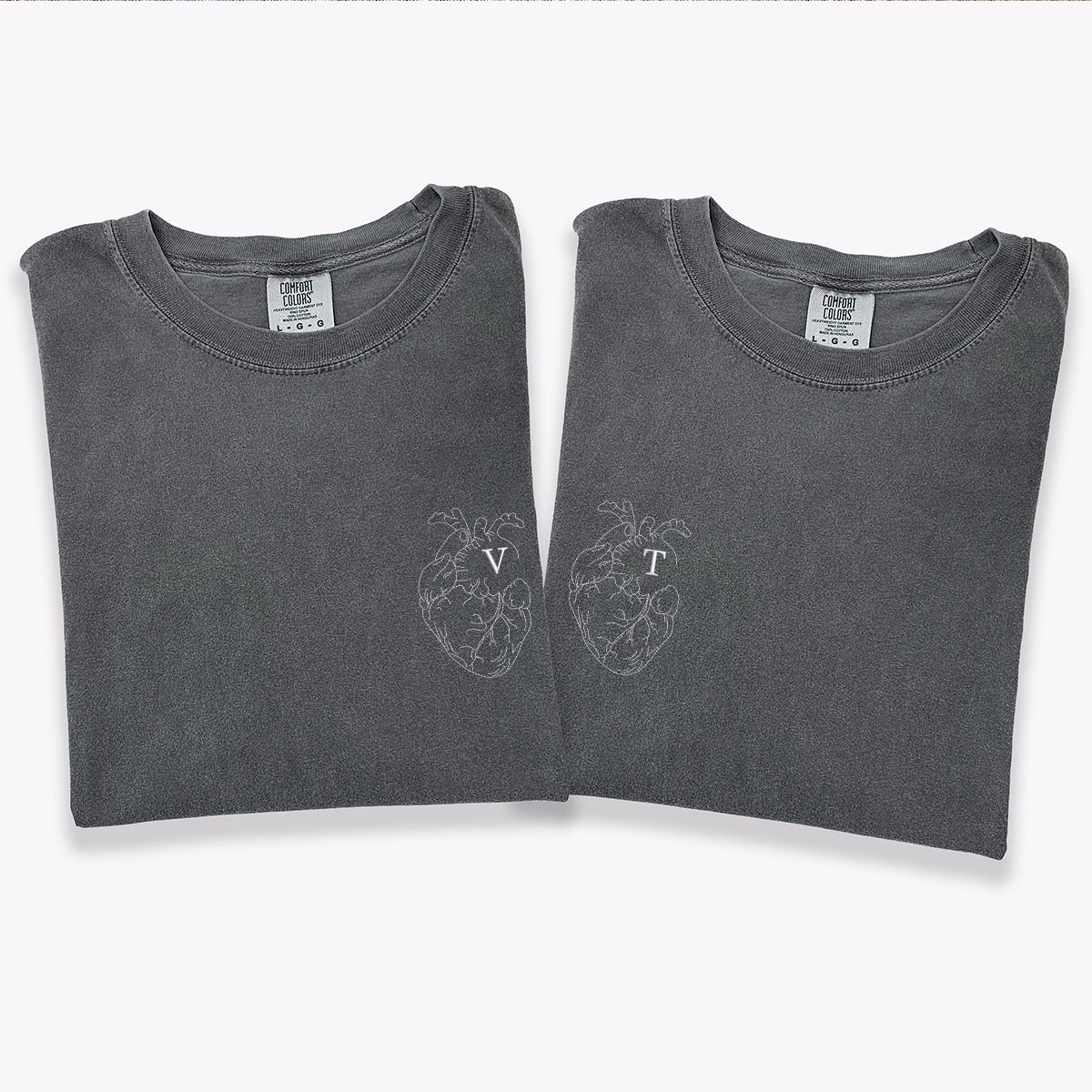 Custom Embroidered Boyfriend Girlfriend Matching Sets T-shirts for Couples