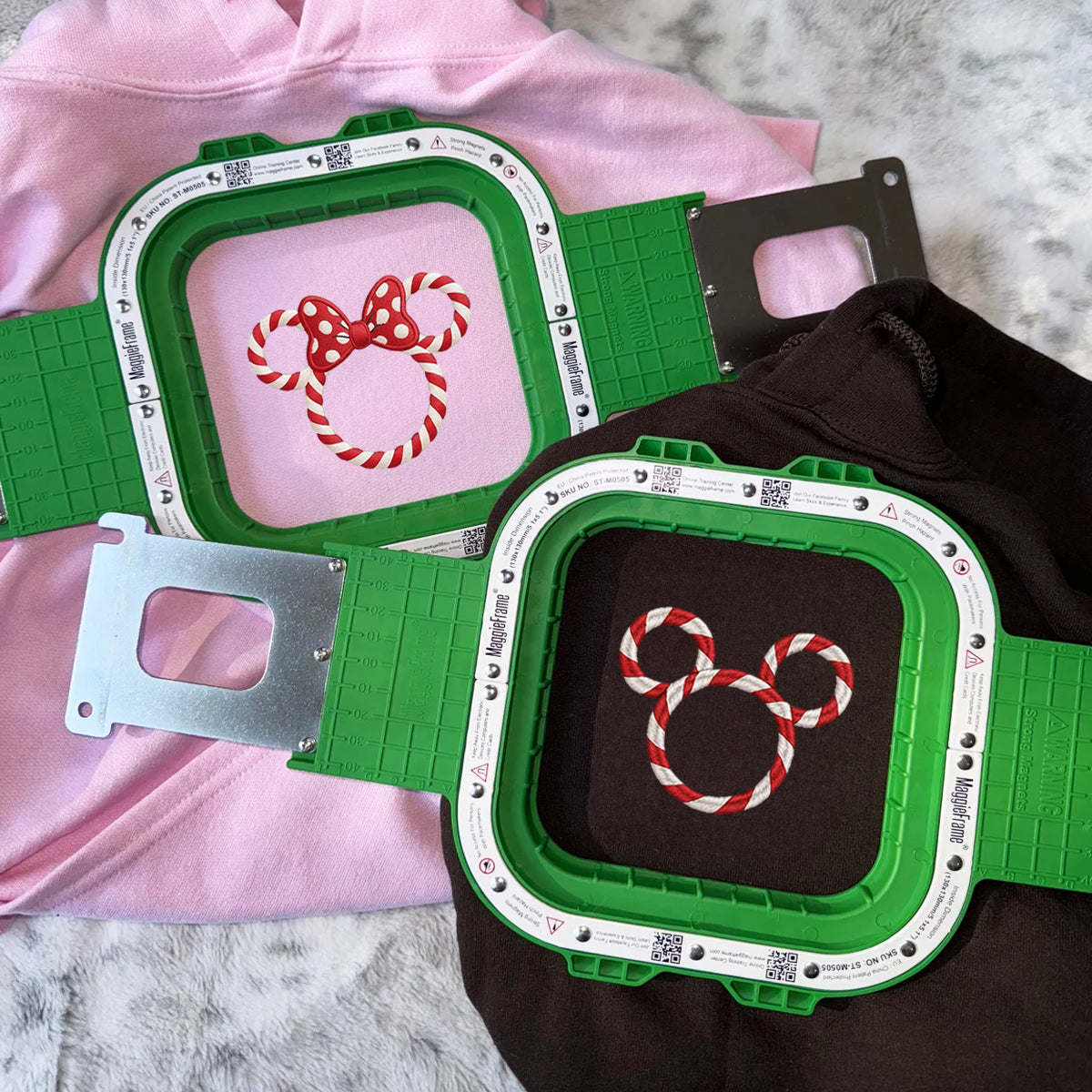 Custom Embroidered Candy Cane Mouse Couple Christmas Sweatshirt, Custom Holiday Hoodie Matching for Couples