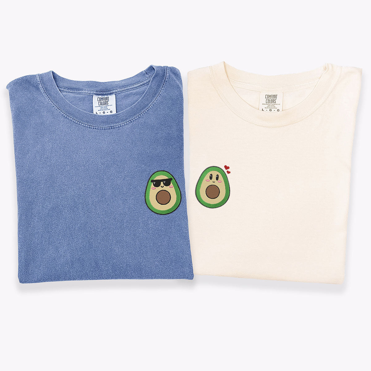 Custom Embroidered Cute Avocado Matching T-shirts for Couples