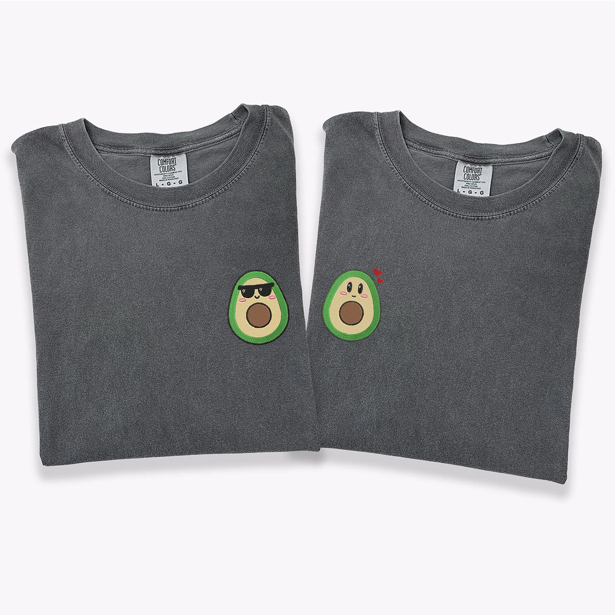 Custom Embroidered Cute Avocado Matching T-shirts for Couples