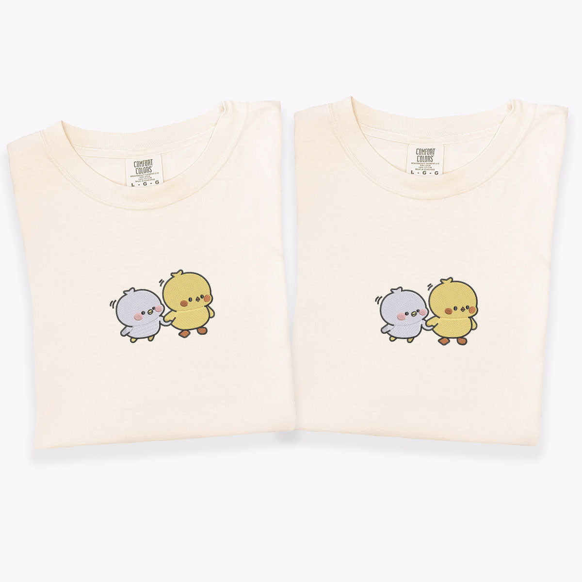 Custom Embroidered Cute Cartoon Chick Matching T-shirts for Couples