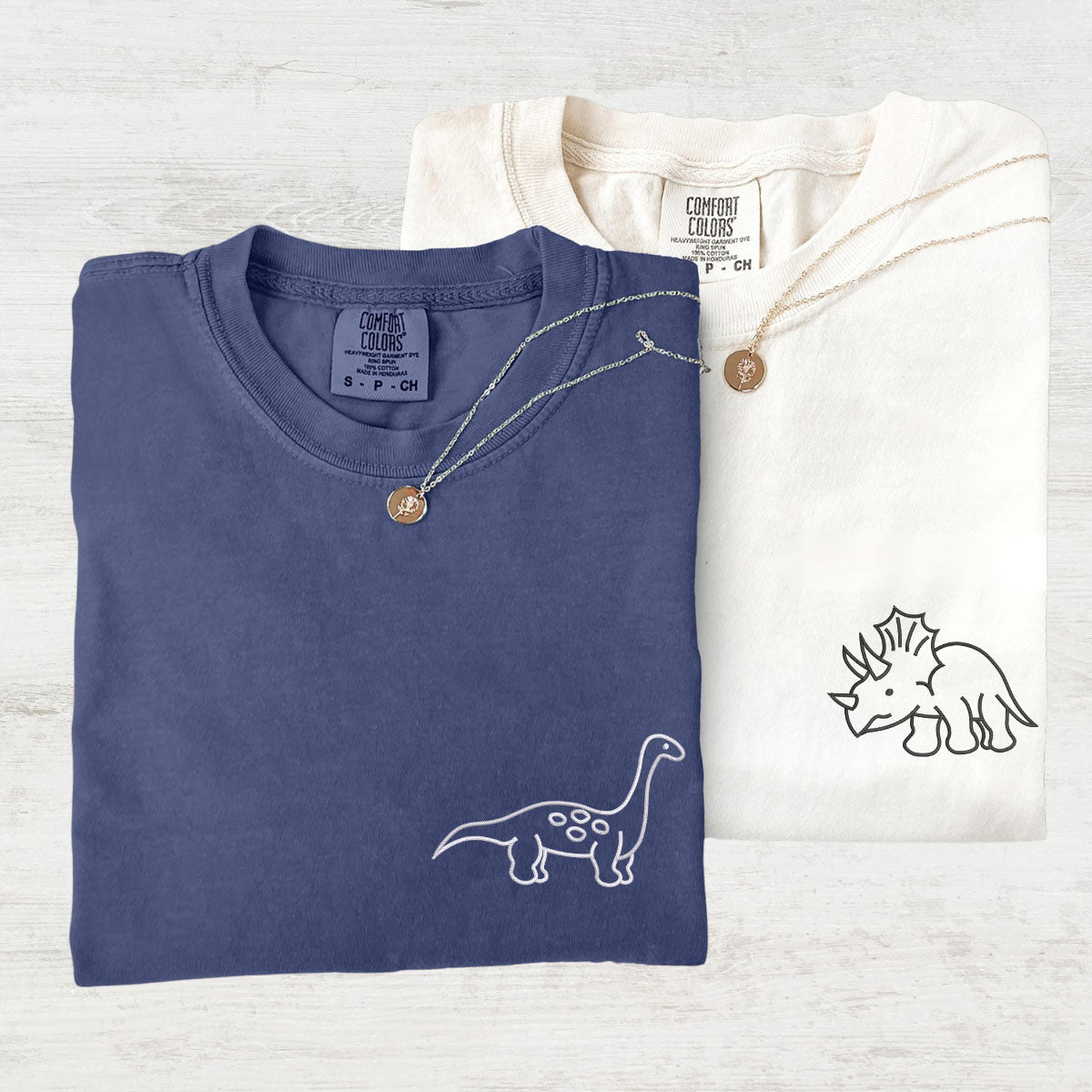 Custom Embroidered Cute Dinosaur Matching T-shirts for Couples