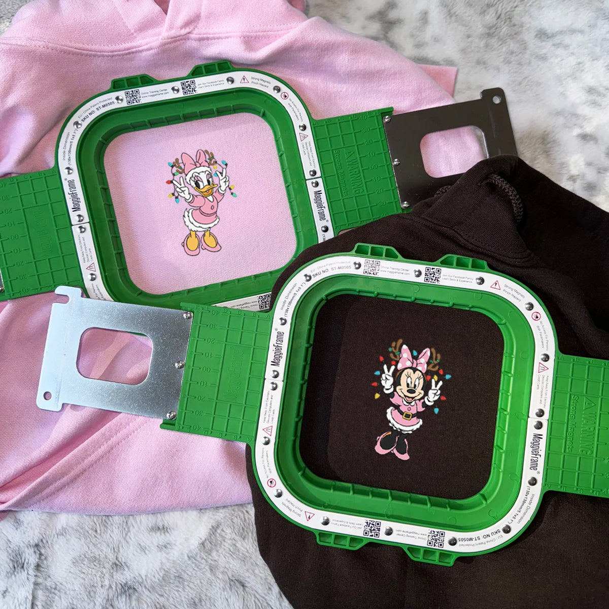 Custom Embroidered Cute Mouse and Duck Friends Xmas Sweatshirt - Festive Winter Style Hoodie Matching for Couples