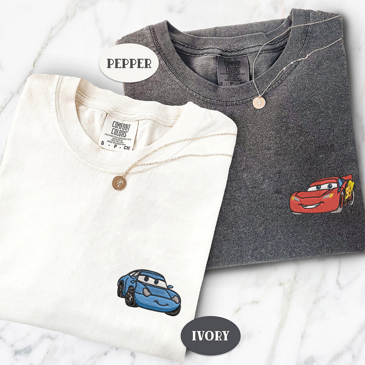 Custom Embroidered Cute Racing Car Lovers Matching T-shirts