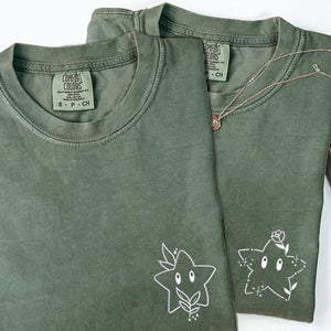 Custom Embroidered Cute Stars Cartoon Matching T-shirts for Couples