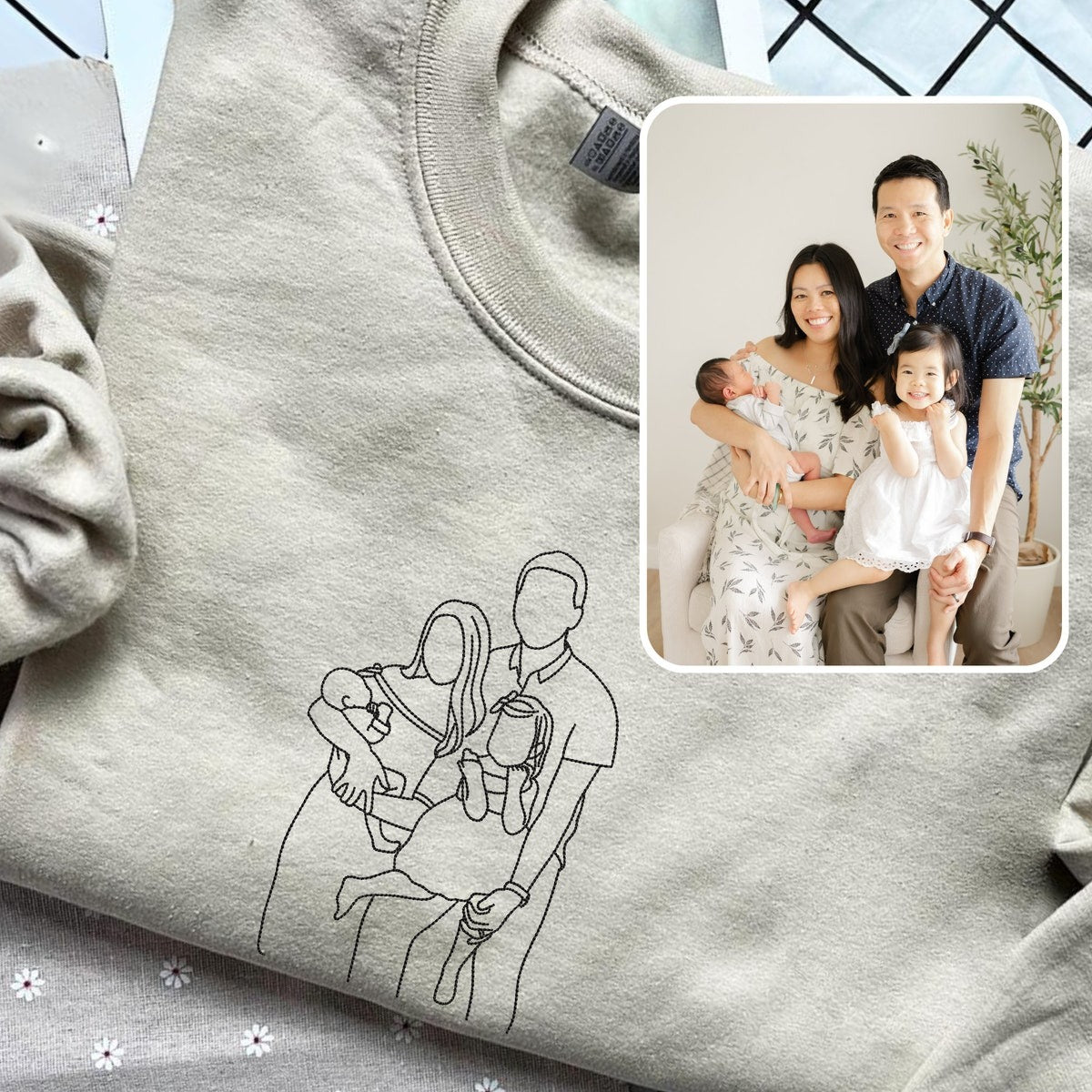 Custom Embroidered Dad Sweatshirt – Personalized Photo Sweatshirt, Perfect New Dad Gift