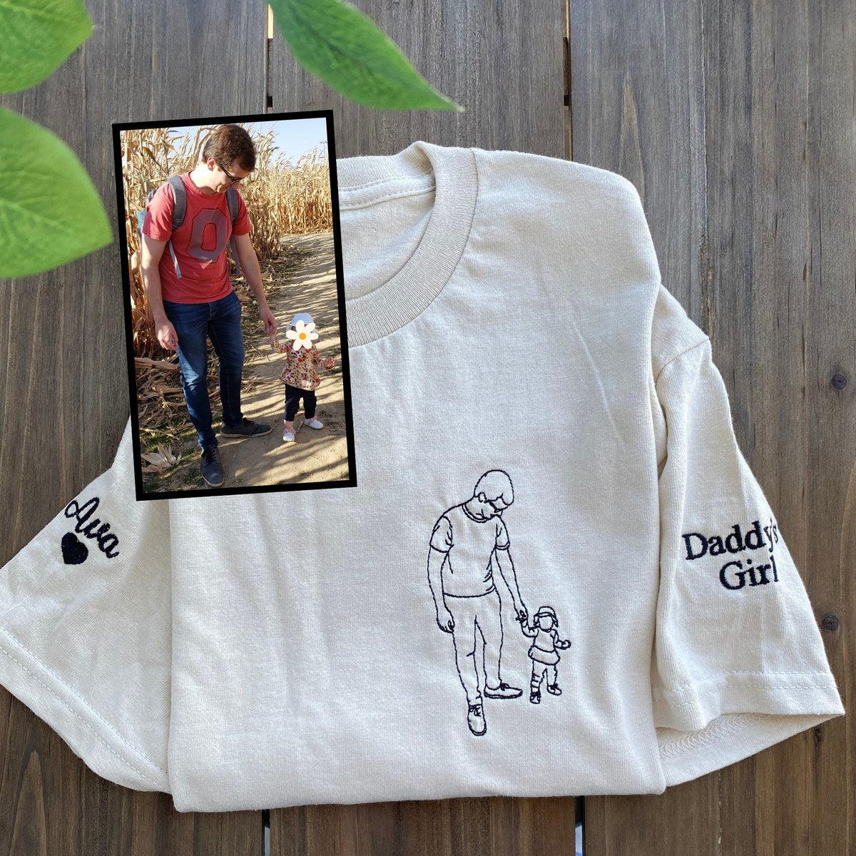 Custom Embroidered Daddy&#39;s Girl Sweatshirt, Personalized Dad and Daughter Hoodie, Unique Gift for Dad