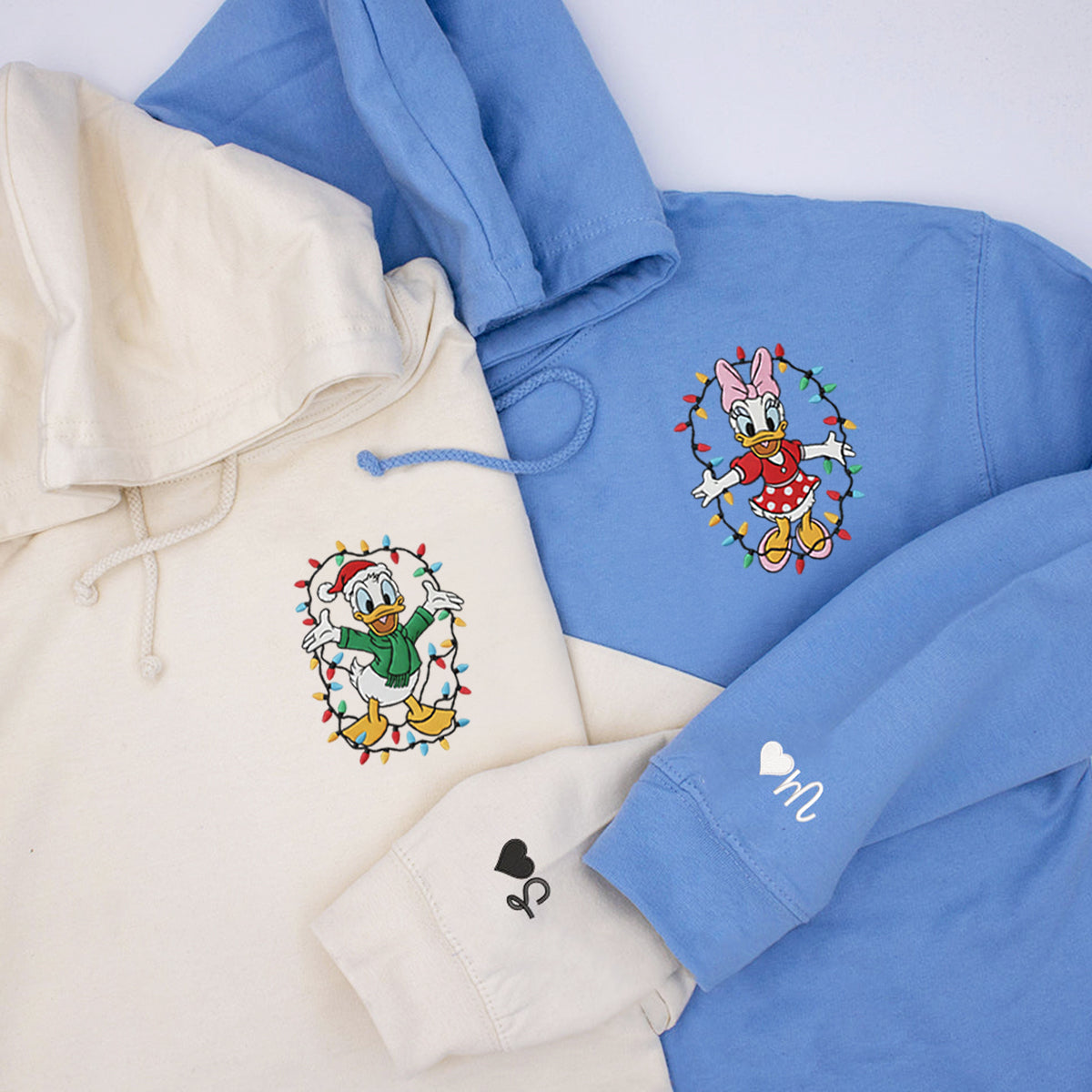 Custom Embroidered Duck Couple Christmas Sweatshirt | Cozy Holiday Hoodie Matching for Couples