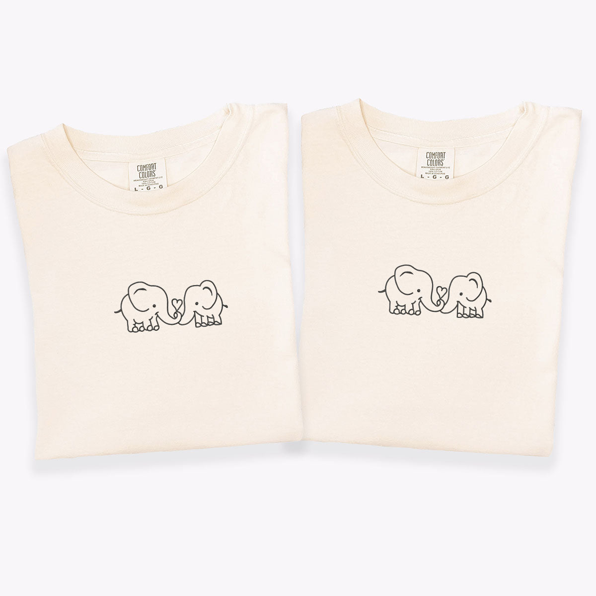 Custom Embroidered Elephant Love Matching T-shirts for Couples