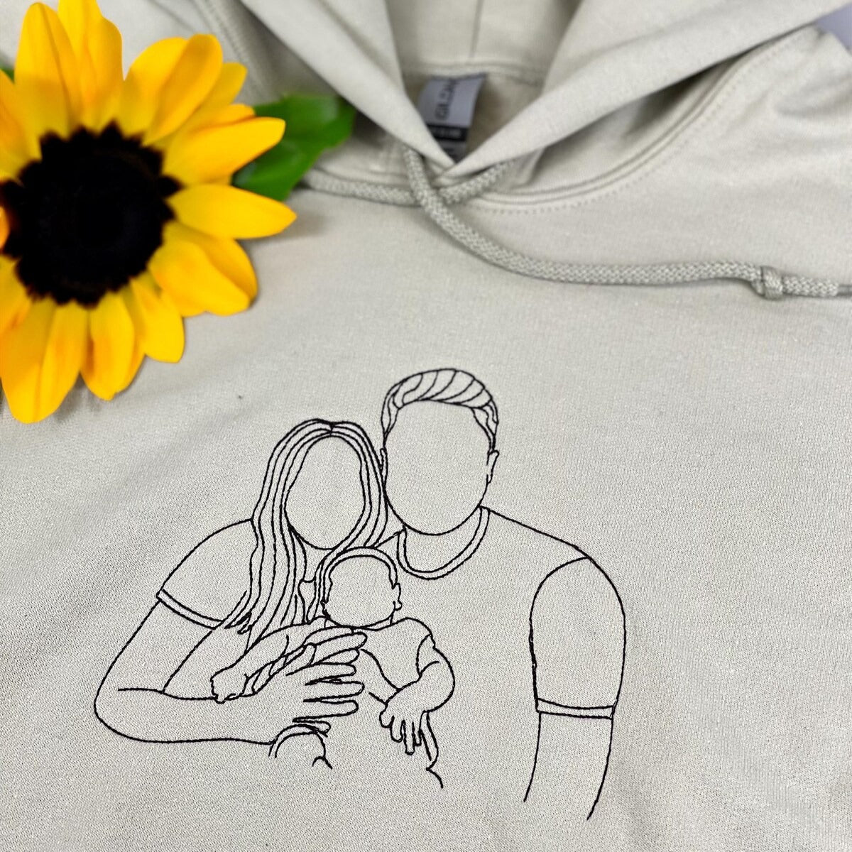 Custom Embroidered Family Portrait From Photo Sweatshirt, Hoodies, Gift For Mom From Daughter, Christmas Gift For Father