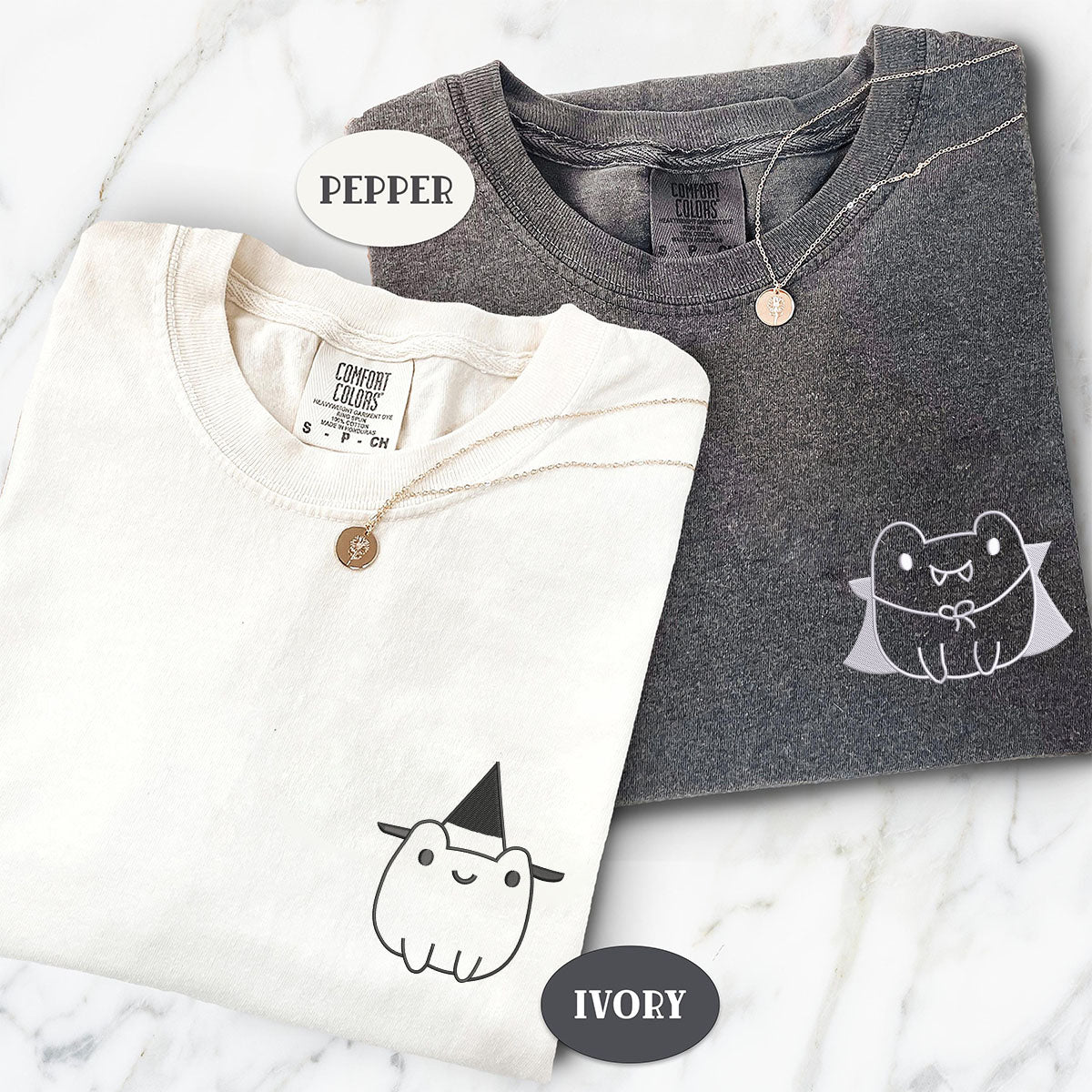 Custom Embroidered Frog Halloween Matching T-shirts for Couples