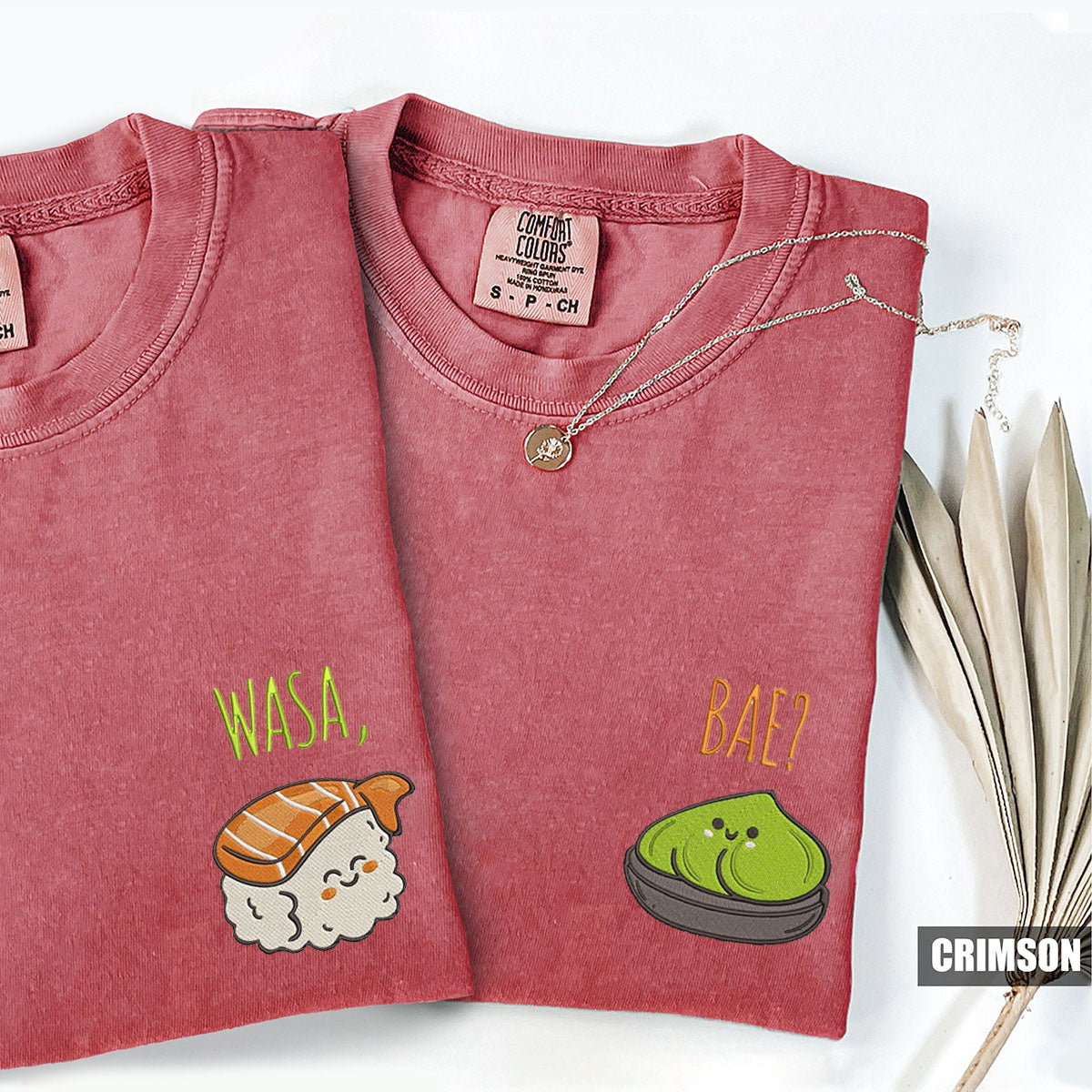 Custom Embroidered Funny Wasa-Bae Matching T-shirts for Couples